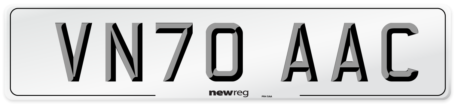 VN70 AAC Number Plate from New Reg